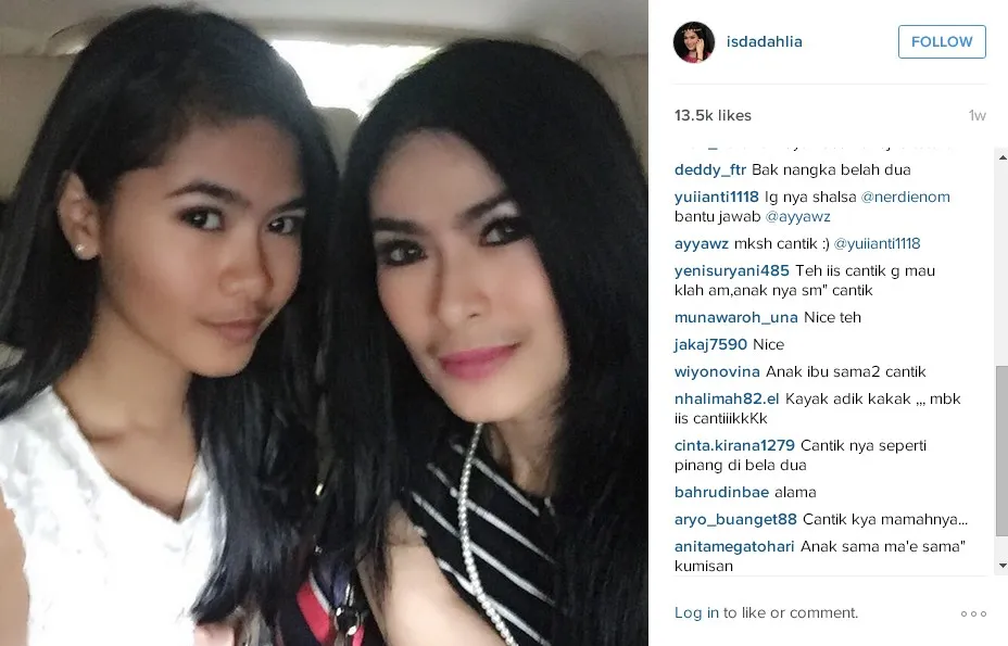 Iis dan putrinya, bak kakak adik © instagram.com/isdadahlia