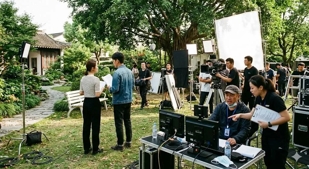 illustration of shooting a Chinese drama - created by AI