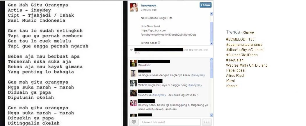 Jadi TTWW nomor 2, iMeyMey resmi merilis single yang sama dengan bahasa gaul saat ini, Gue Mah Gitu Orangnya ©Instagram/Twitter