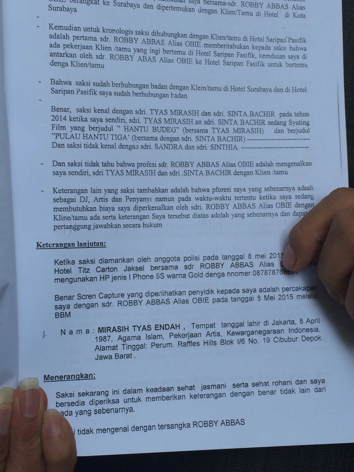 Nama Tyas Mirasih dan Shinta Bachir ada di Berkas BAP © KapanLagi.com®/