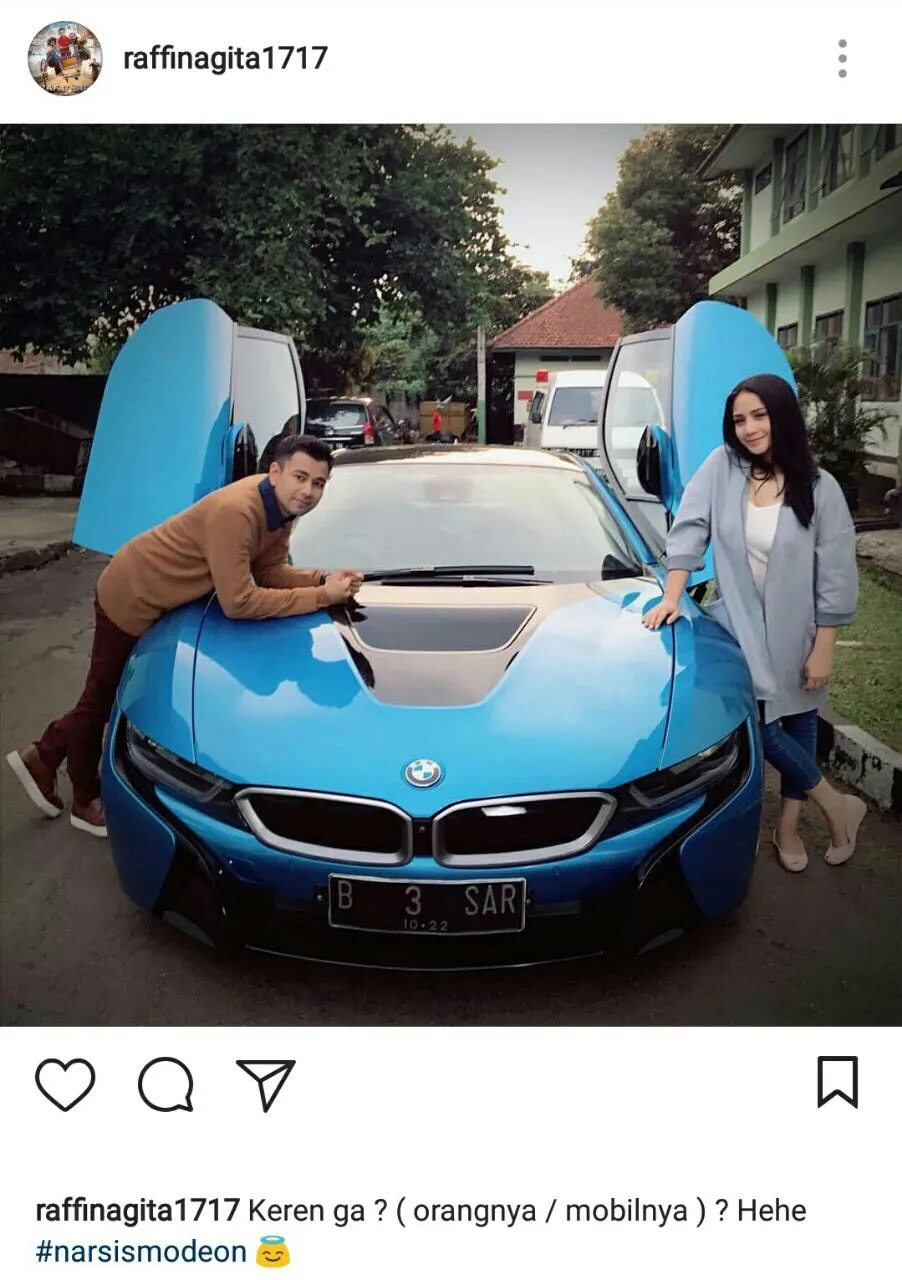 Foto mobil yang diposting Raffi Ahmad bermasalah karena memakai nopol orang lain. 姆nstagram.com/raffinagita1717
