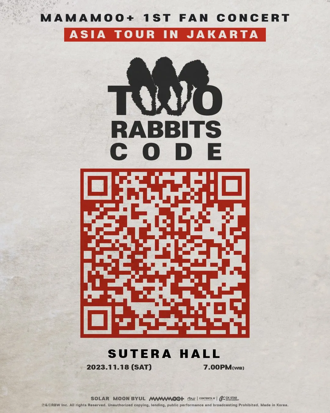 (Mamamoo+ Fan Concert TWO RABBITS CODE credit: instagram.com/ckstar.id)