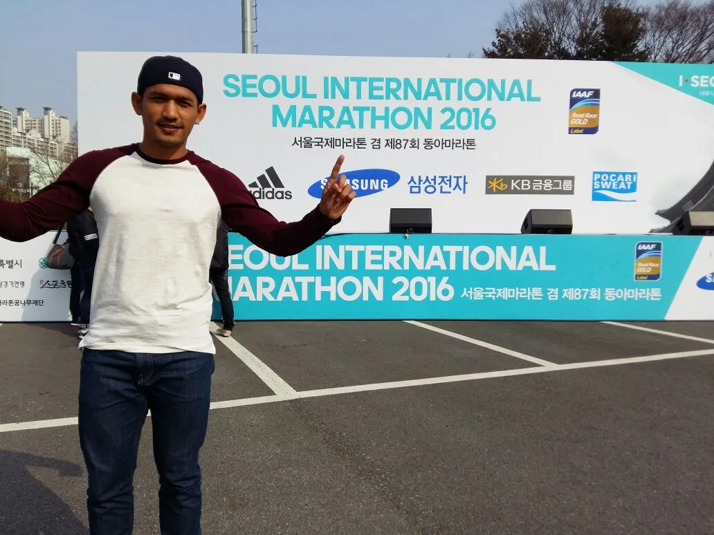 Ibnu temui banyak kendala saat berlari di kejuaran Seoul International Marathon © KapanLagi.com®/Dok Pribadi