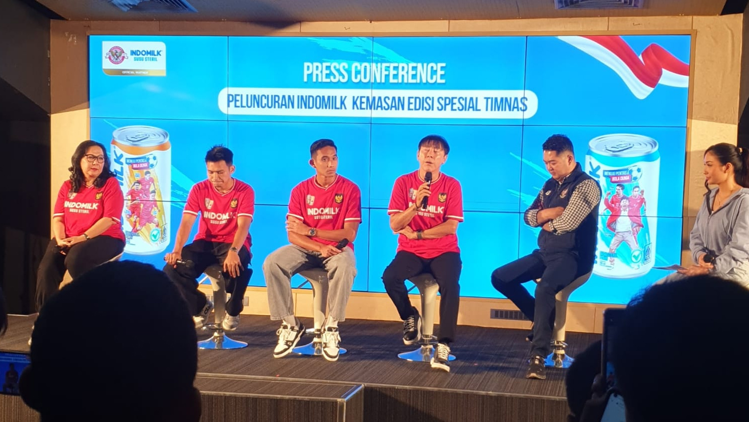 Coach Shin Tae-yong dalam Press Conference Peluncuran Indomilk Kemasan Edisi Spesial Timnas yang berlangsung di Auditorium GBK, Jakarta, Kamis (7/11/2024).