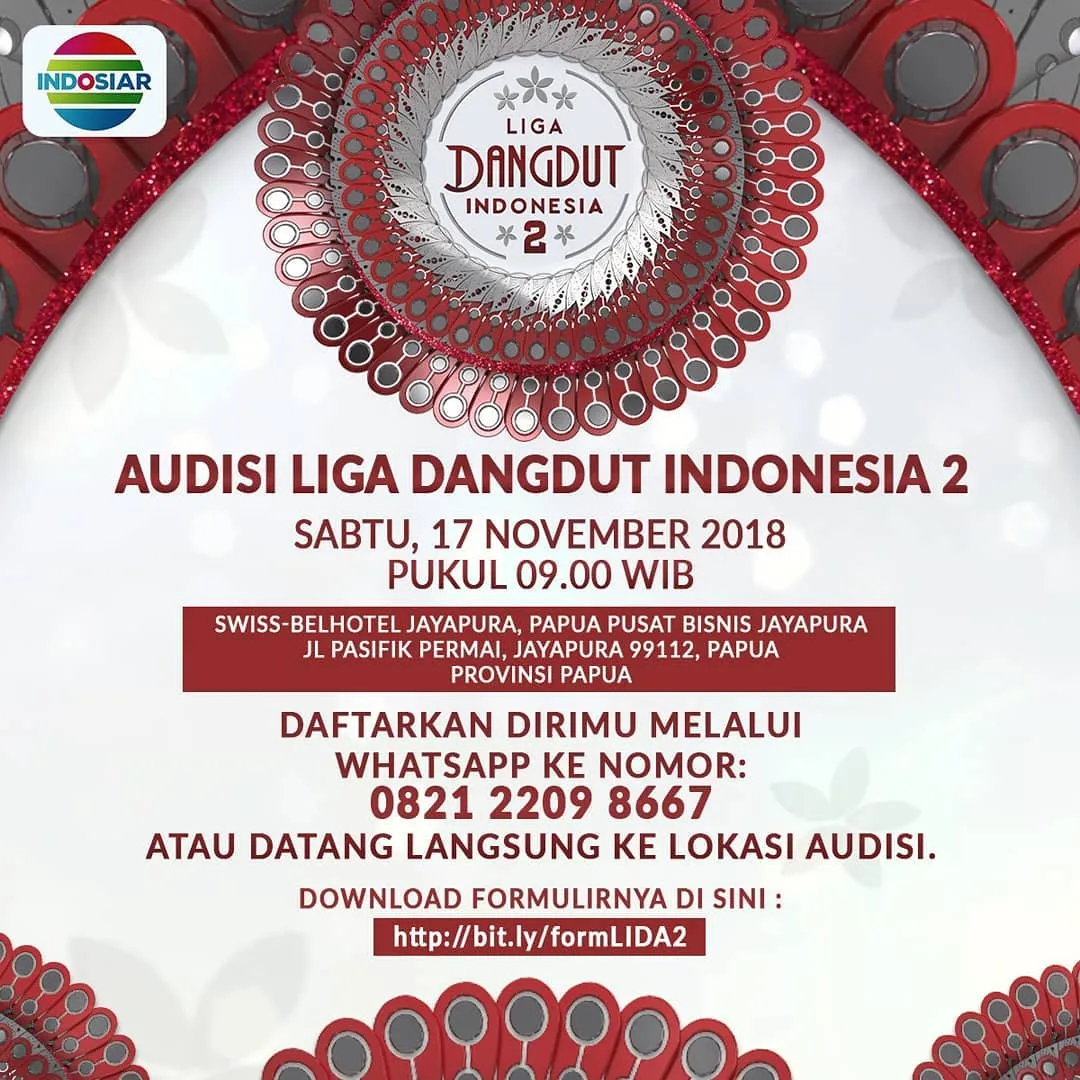 Jadwal audisi Liga Dangdut Indonesia 2 (LIDA 2) di Papua © Instagram.com/indosiar