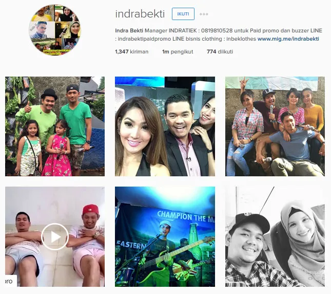 Indra Bekti punya banyak follower © Instagram.com/indrabekti