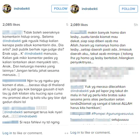 Berbagai perang komentar haters dan fans © instagram.com/indrabekti
