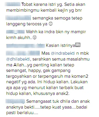 Dukungan netizen untuk Inbek © Instagram/indrabekti