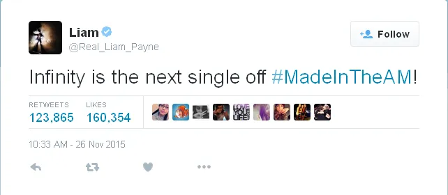 Liam Payne umumkan single ketiga One Direction © Twitter/Real_Liam_Payne