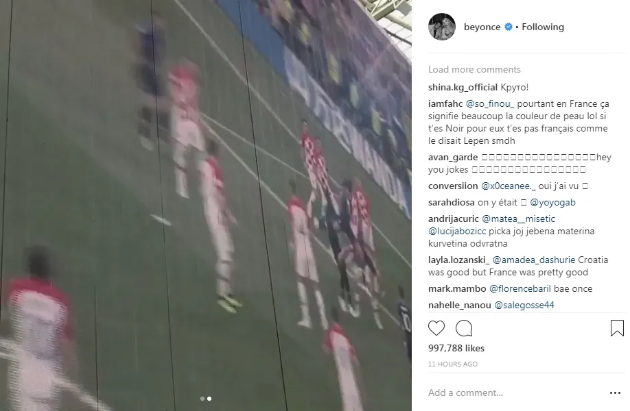 Para fans amat salut saat Beyonce siarkan pertandingan final ini di konsernya. (instagram.com/beyonce)