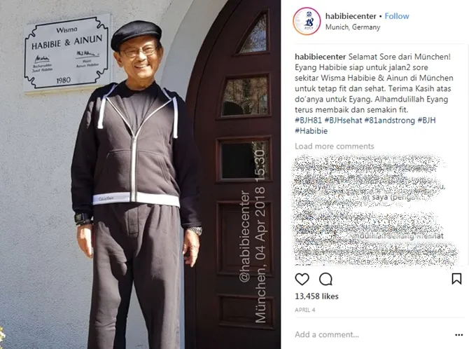 Eyang Habibie masih aktif berolahraga di Jerman. © Instagram.com/HabibieCenter