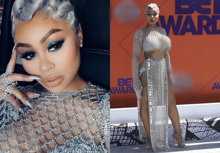 Blac Chyna tampil seksi dengan dress metalik. (AFP, instagram.comblacchyna)