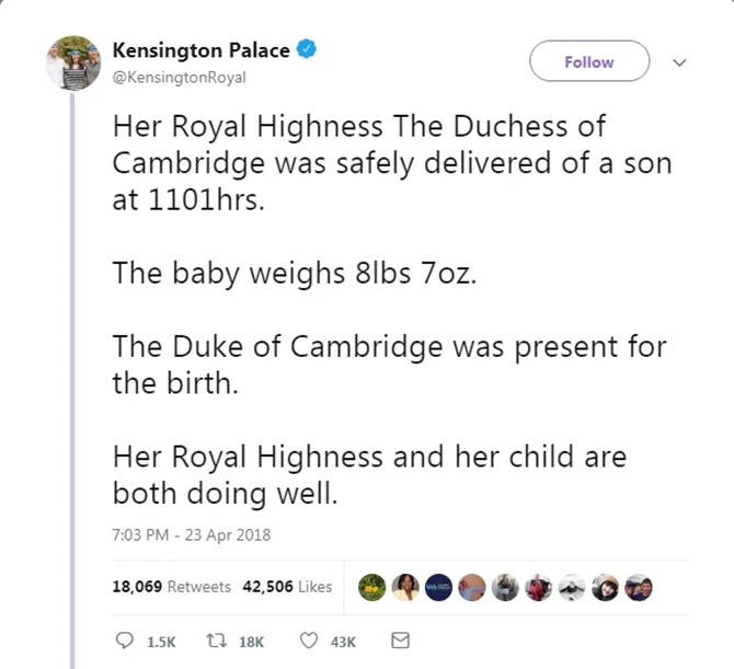 Kondisi sekitar rumah sakit tempat Kate Middleton melahirkan. © Kensington Palace Twitter