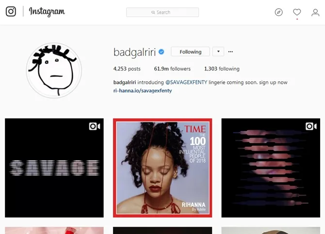 Promosi Rihanna melalui instagramnya. © instagram/badgalriri