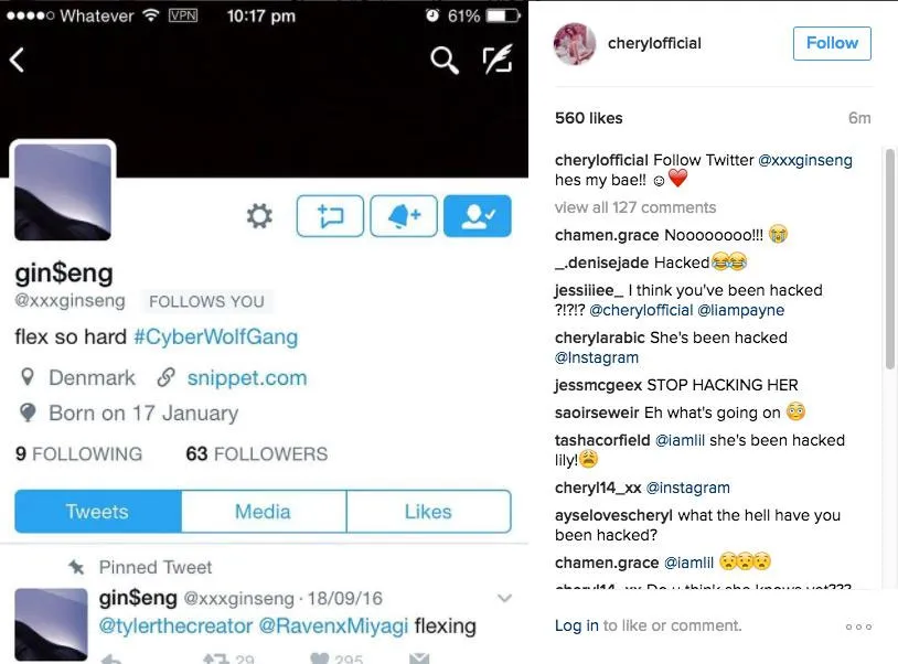 Dibajak, begini postingan aneh yang muncul di akun Instagram Cheryl Cole © capitalfm.com