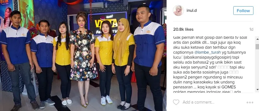 Inul sampai penasaran dan berencana mengundang sang admin ke tempat karaokenya © instagram.com/inul.d