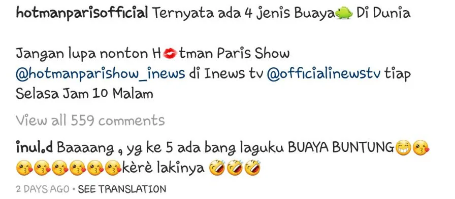 Inul Daratista ikut komentar dalam video Hotman Paris. source: Instagram/hotmanparisofficial