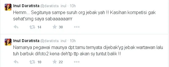 Inul memastikan jika pihaknya sedang kena jebak. @via Twitter