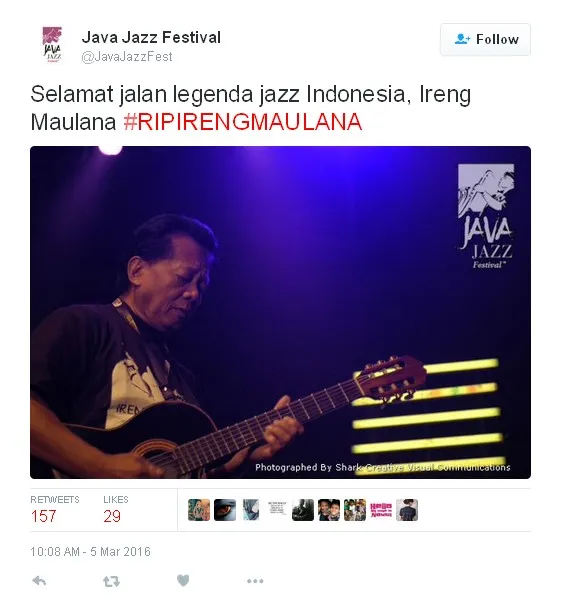 Ireng Maulana © Twitter @JavaJazzFest