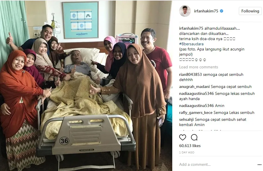 8 Bersaudara keluarga Irfan Hakim datang demi mengurus sang ayah yang sedang sakit. ©instagram.com/irfanhakim75