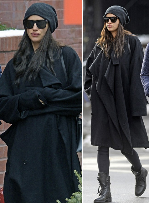 Coat lebar ini bikin Irina terlihat stylish dan juga menutupi perutnya © istimewa