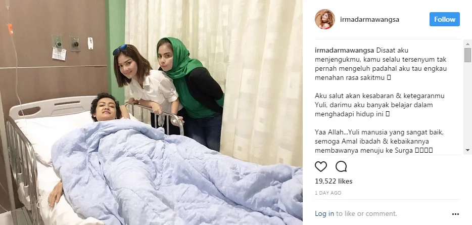Irma Dharmawangsa kenang pertemuannya terakhir dengan Jupe © instagram.com