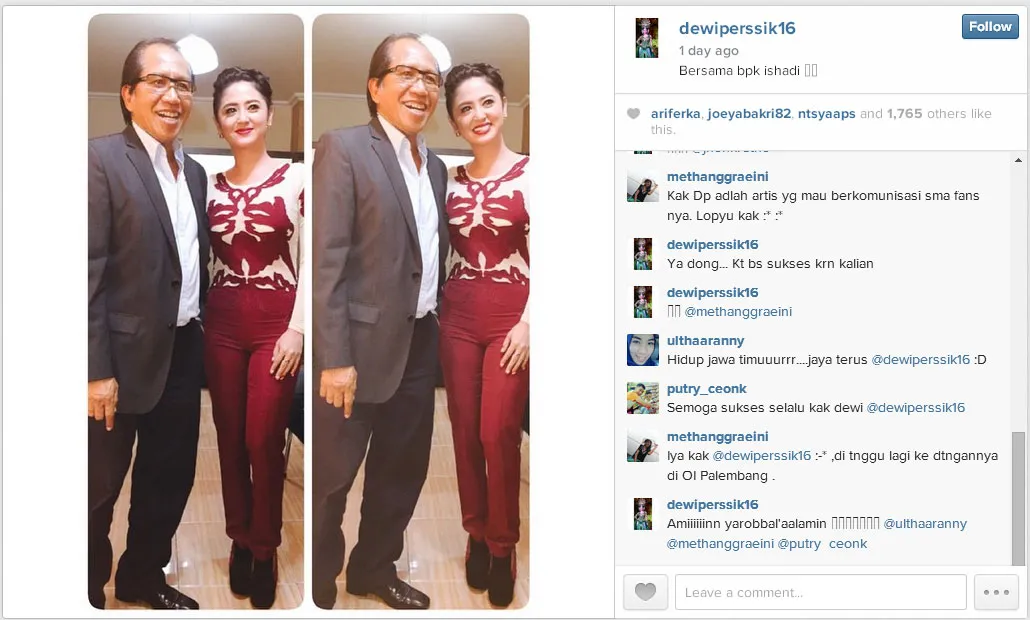 Dewi Perssik bersama Ishadi. ©instagram/dewiperssik16