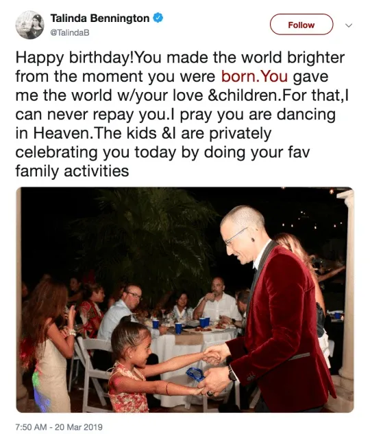 Ucapan Talinda untuk Chester © Twitter