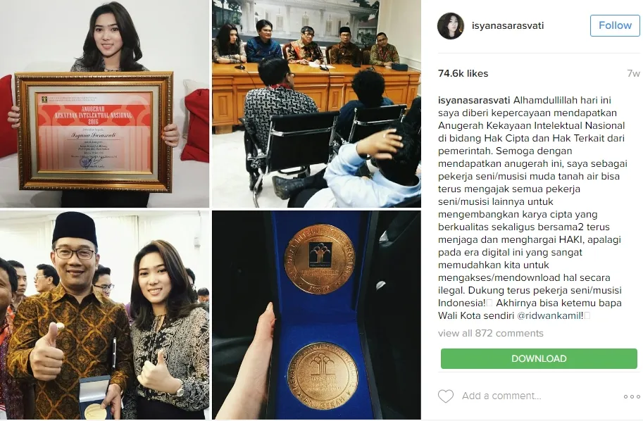 Isyana Sarasvati dan Ridwan Kamil. ©instagram.com/isyanasarasvati
