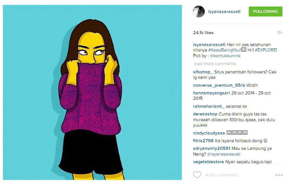 Isyana Sarasvati rayakan satu tahun single Keep Being You © Instagram/IsyanaSarasvati