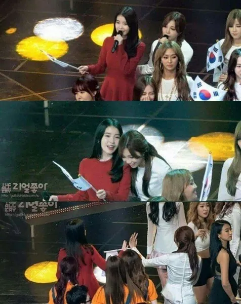 Eunji yang menemani IU agar tak sendirian. ©koreaboo.com