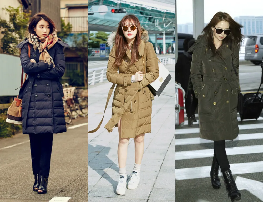 IU, Yoon Eun Hye, dan Song Ji Hyo yang tertangkap kamera memakai coat sama keluaran Burberry. ©soompi.com