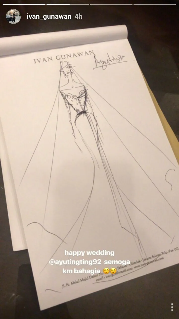 Kabar pernikahan Ayu Ting Ting pertama kali muncul lewat postingan Instastory Ivan Gunawan Š instagram.com/ivan_gunawan