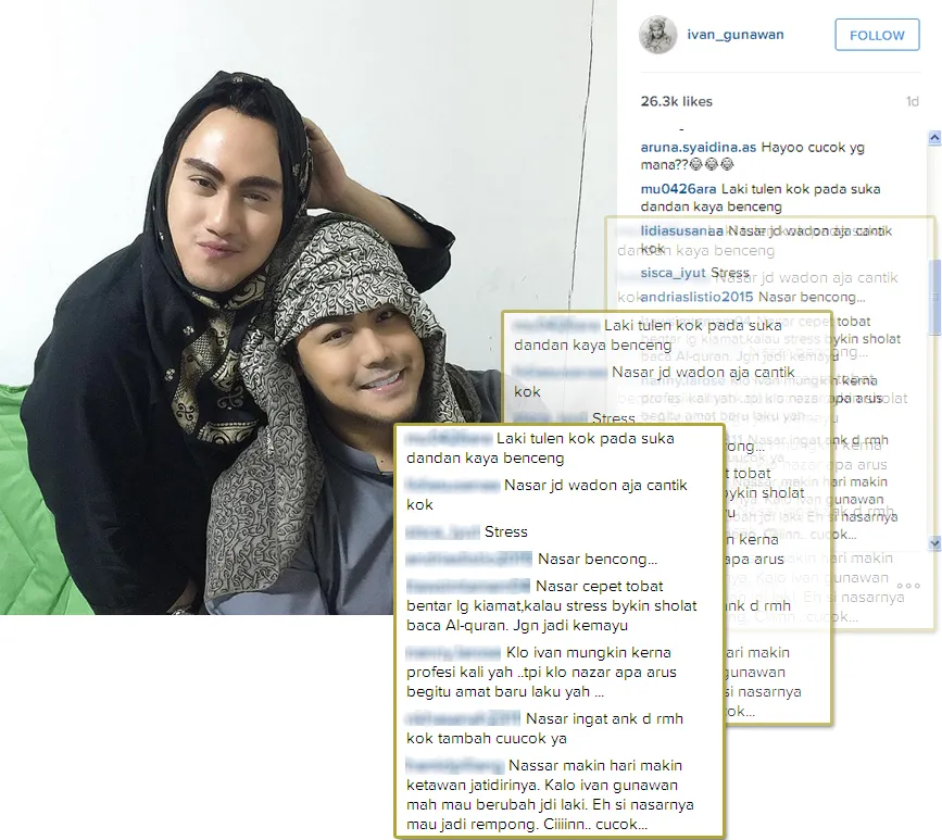 Igun dan Nassar berkerudung, pantas? / © Instagram