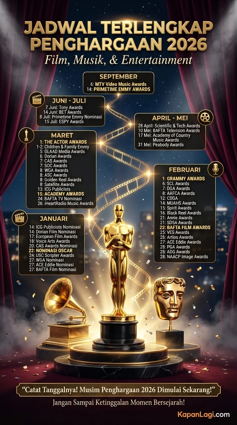 Jadwal lengkap penghargaan film, musik dan entertainment (cr: KapanLagicom)