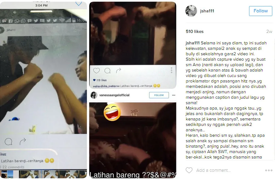 Jane sangat tersinggung dengan video yang diunggah Vanessa dan Didi © Instagram.com/jsha111