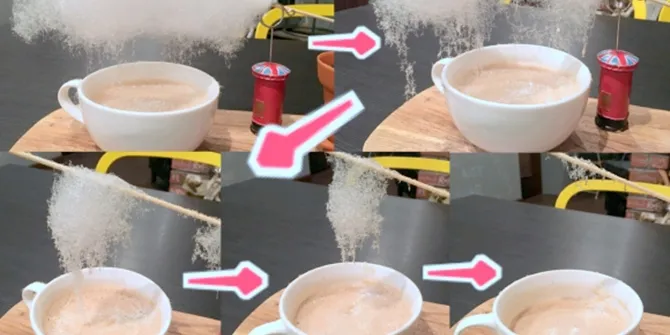 Dari uap minuman yang panas, 'awan' akan perlahan turun masuk ke dalam cangkir minumanmu. © Rocketnews
