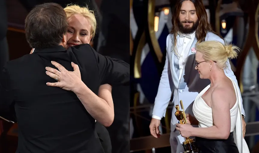 Jared Letto menemani Patty di atas panggung Oscars 2015/©AFP