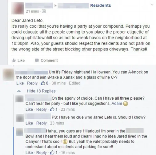 Kritik tetangga mengenai pesta Halloween Jared © Facebook