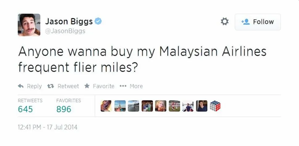 Tweet guyonan Jason atas MH17 @ twitter.com/JasonBiggs
