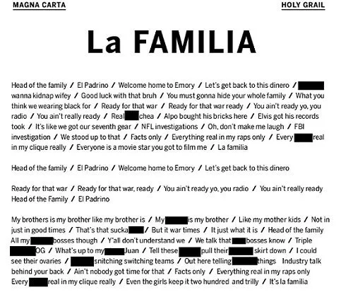 Lirik lagu La Familia. @aceshowbiz.com