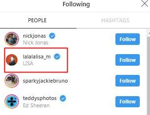 Daftar following Justin Bieber © instagram.com