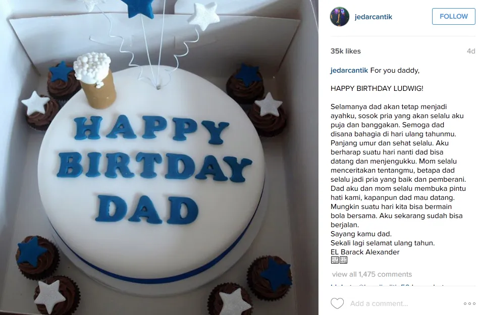 Ini kue yang diberikan Jedar untuk Ludwig. @instagram/jedarcantik
