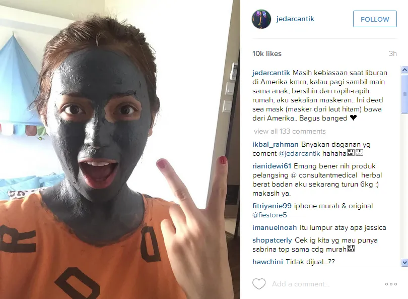 Masker Khusus Dari Laut Hitam Yang Dipakai Jedar © Instagram jedarcantik