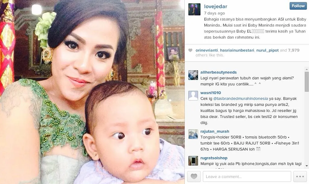 Inilah bayi yang mendapat bantuan ASI dari Jessica @ instagram.com/lovejedar