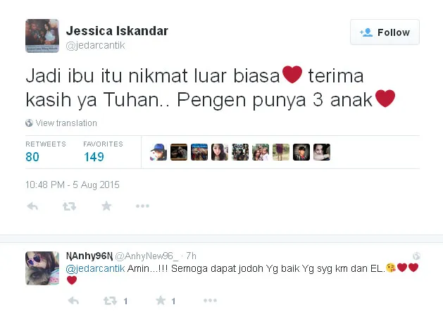 Jessica Iskandar ingin tambah momongan @foto: Official Twitter Jessica Iskandar