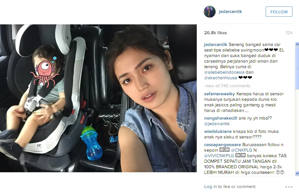 Jedar masih saja sensor wajah Baby El / © Instagram