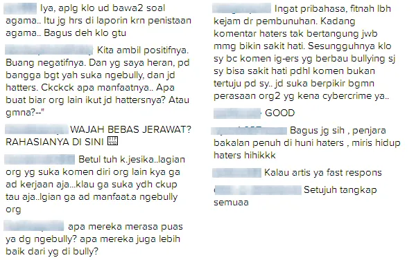 Komentar dukungan netizen untuk Jedar / © Instagram