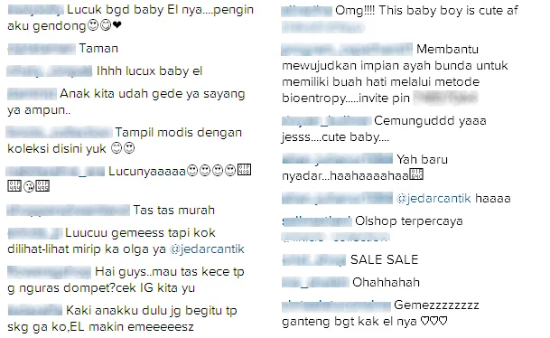 Komentar netizen tentang aksi baby El dan baby Adam © Instagram