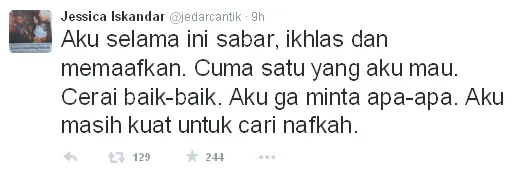 Jedar ingin cerai baik-baik / © Twitter